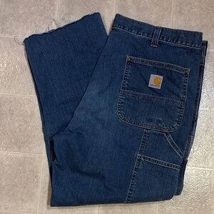 Carhartt Men's Relaxed Fit double knee Dark Blue Jeans